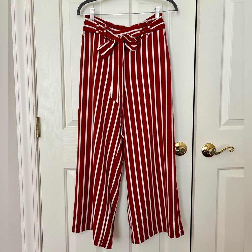 A New Day Striped Wide-Leg Pull-On Paperbag Pants
